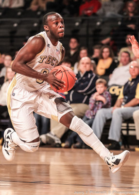 Georgia Tech G Mfon Udofia drives to the basket on the break away