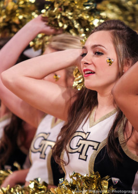 Jackets Cheerleader performs during a timeout