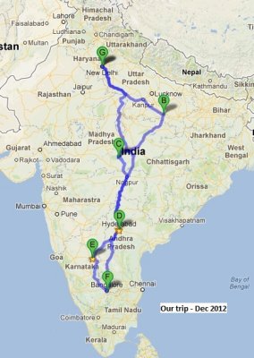 India Trip - Our route