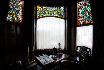 Stained glass in study room,  Craigdarroch Castle, Vancouver Island