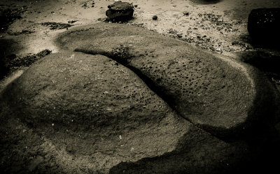 Split rock on the beach