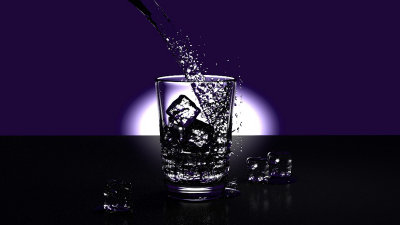 3D Water Glass and Ice