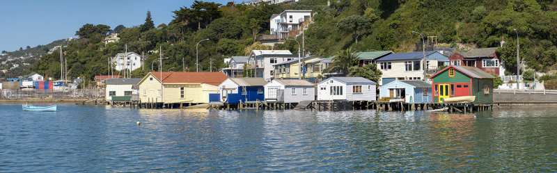 7 March 2013 - 3 shot pano of the Boat Sheds at Evans Bay