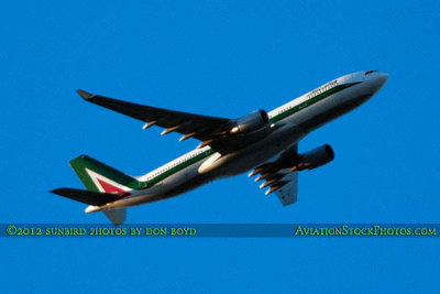 Alitalia A330-202 EI-EJH flight #631 climbing out between 7500 and 8500 feet over Miami Lakes airline aviation stock photo #2646