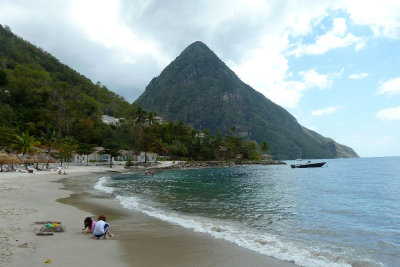 Jalousie Beach was a typical Caribbean beach except for the setting - the beautiful Pitons.