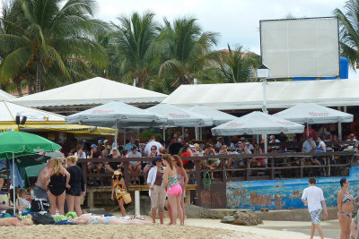 Then it was on to Maho Beach by the airport (Dutch side) for the REAL St. Maarten attraction.  Here's the popular Sunset Bar.
