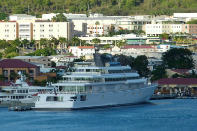 St. Thomas: We were docked near the Rising Sun, David Geffen's mega-yacht.  It's the 6th largest in the world.