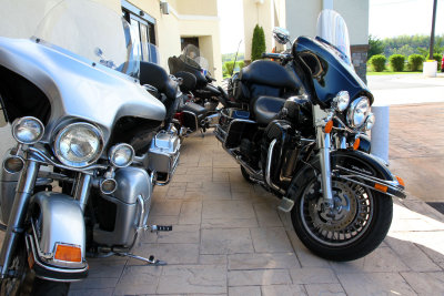 Bikes outside Holiday Inn Saturday morning
