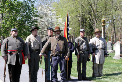 Late Saturday morning: Founder's Day Ceremonies at Augusta Stone Church: Longstreet Corps members standing by