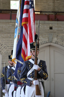 Virginia Military Institute Cadets present the colors. 