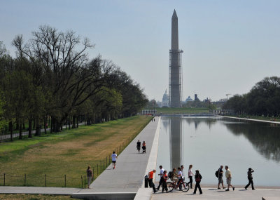 View of the reflecting pool, Washinton Monument and Capital (taken from the Lincoln Memorial)