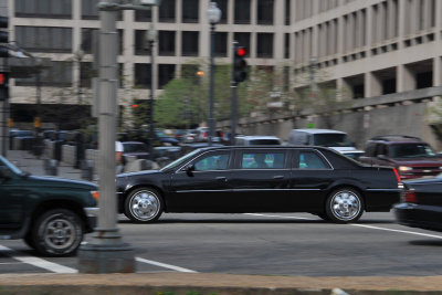 Joe Biden passing by (along with 10 motorcycles and 6 black SUVs)