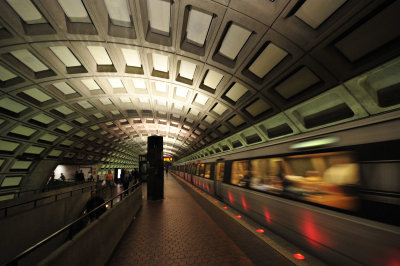 Arriving train in the DC Metro