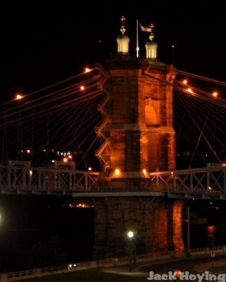 Suspension bridge after dark