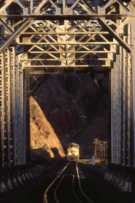 Last light through bridge in Afton Canyon. March 2006