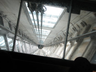 Glass floor elevator in Sky Tower