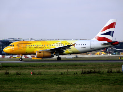 The 'Firefly' at LHR today...this scheme is already back in the usual BA colours after respraying in MST
