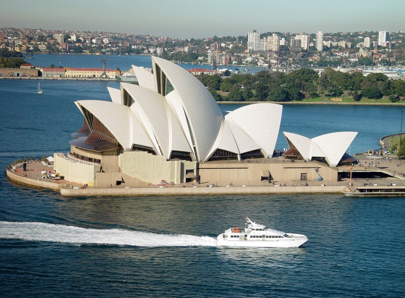 Opera House from the southeast pylon of the Sydney Harbour Bridge
