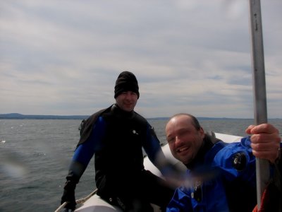 Greg and Andre on the zodiac after their first Empress dive!!