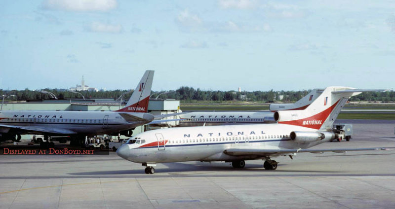 Mid 1960s - National DC8-21 N6571C, B727-35 N4610 and B727-35 N4618 at Miami International Airport