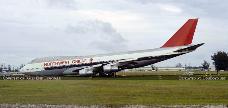 1972 - Northwest Airlines B747-151 N602US after running off the end of runway 27L at MIA