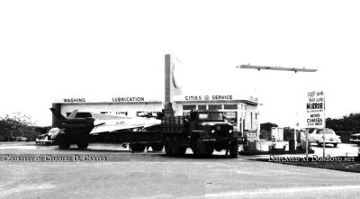 1960's - a Nike Hercules transport truck getting fueled at a Cities Service gas station on Bird Road in Dade County