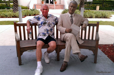 November 2012 - Don Boyd with a statue of Harcourt M. Sylvester Jr., namesake of the Sylvester Comprehensive Cancer Center