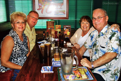 January 2013 - long-time friends Lynda and Ray Kyse, Karen and Don Boyd after lunch and a few beers at the Pines Ale House