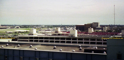 1975 - a view from the FAA Control Tower of the hotel, parking garages and the National maintenance base