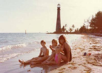 1979 - Karen with cousins Dan and Denise Griffis and her aunt Jill Griffis at Cape Florida