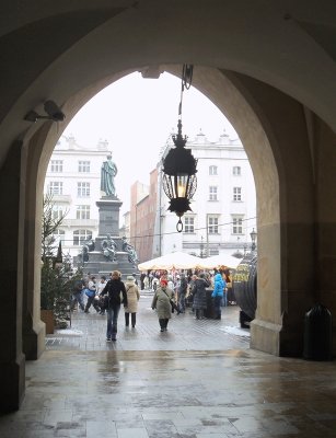 LOOKING OUT FROM THE CLOTH HALL