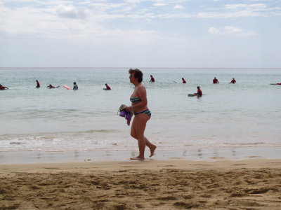 Beach Walker and Surfers