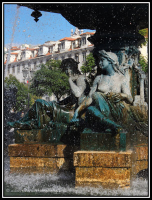 baroque fountain on Praça Dom Pedro IV 