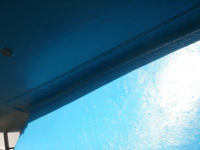 Paint on the keel to hull joint