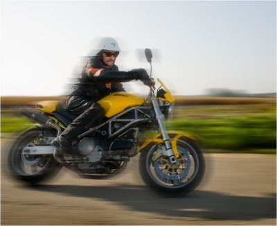 Dad riding his Ducati Monster