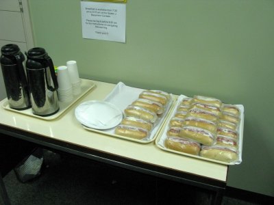 The morning snack in our room - cold hot dogs -yummy
