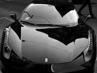 Lights Lines and Shadows of Black Ferrari