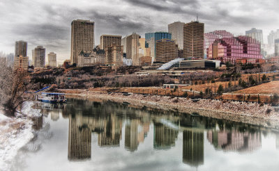 Edmonton River Valley by Muttart Conservatory