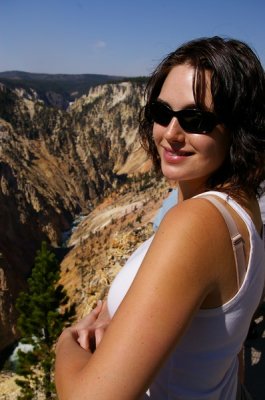 Allison, looking towards Lower Yellowstone Falls