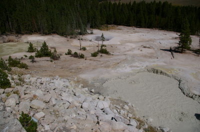 Bubbling mud and sulphur pools