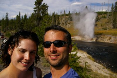 A geyser at Firehole River erupts for 20 minutes