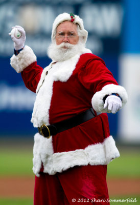 Santa throws out the first pitch