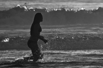 Beach People 400L (2) Girl Runs in Surf BW2.jpg