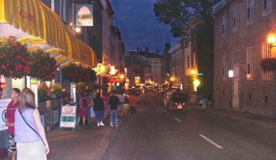 A street at night in the Upper Town (Haute-Ville) section of Old Qubec.