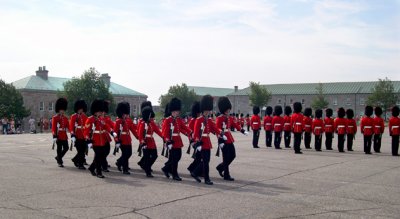 Changing of the guard ceremony of the Royal 22nd Regiment at  the Citadel (la Citadelle) - accompanied by a band.