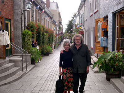 Judy and Richard on Rue du Petit-Champlain in the Lower Town section of Old Qubec.