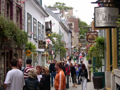 Rue du Petit-Champlain in the Lower Town section of Old Qubec. Rue du Petit-Champlain is the city's oldest street.