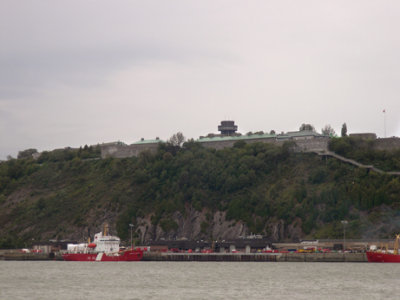 Photo from a ferry going from Qubec City to Lvis across the St. Lawrence River. The Citadel is seen here.