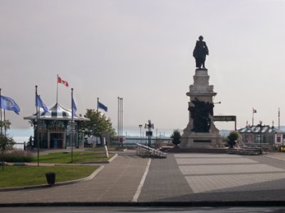 Statue of Samuel de Champlain by Parisian sculptor Paul Chevr. Explorer Champlain founded Qubec City in 1608.