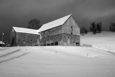 14 Hewittville barn monochrome red